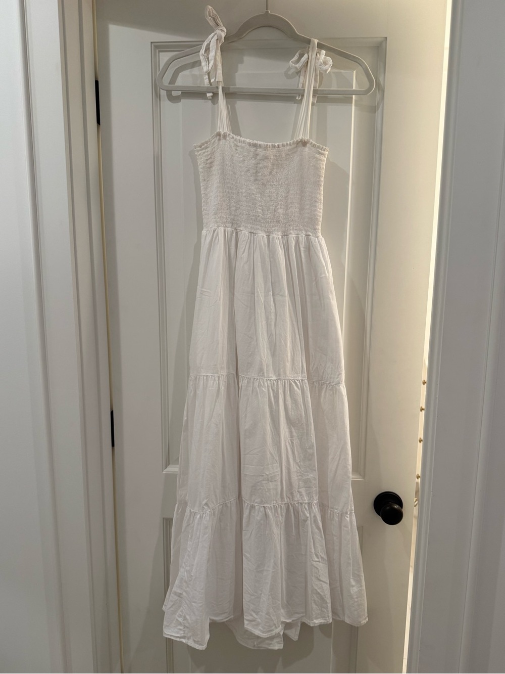 Xirena Tie Shoulder Smocked Maxi Dress White